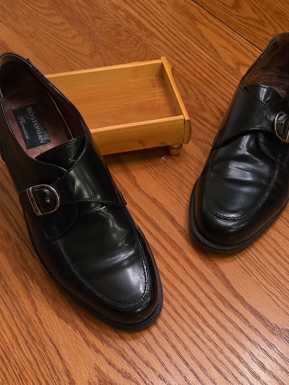 Bostonian Black Leather Single Monk Strap Slip-On Shoes